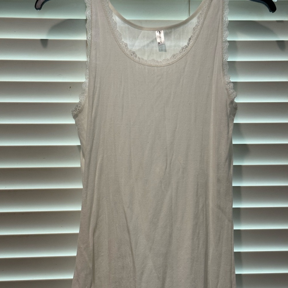 Elegant Cream Lace Trim Tank Top